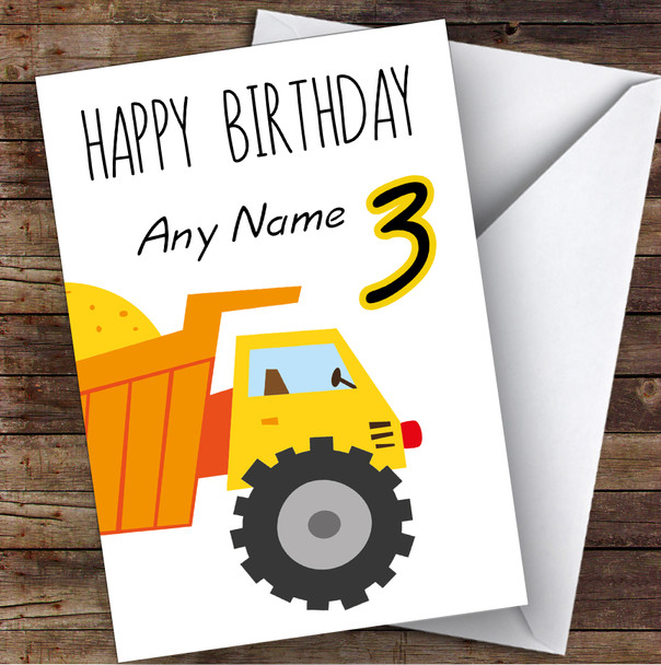 Construction Truck Lorry Children's Kids Personalised Birthday Card