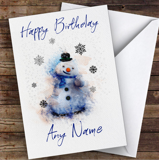 Chilly Snowman Doc Mcstuffins Watercolour Splatter Children's Kids Birthday Card
