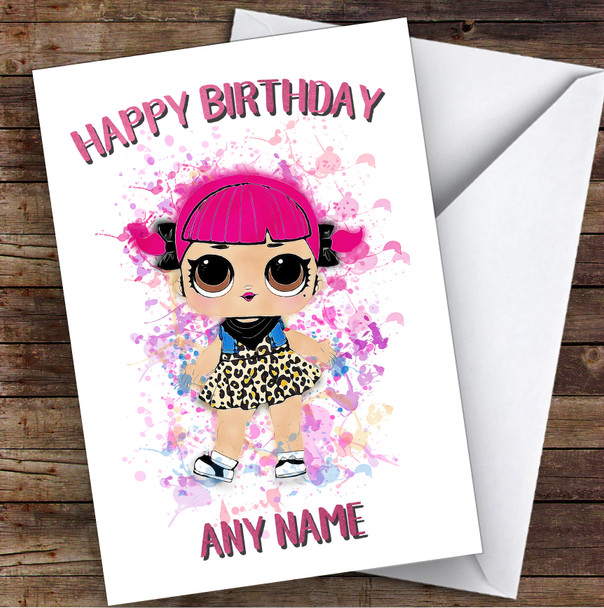 Cherry Surprise Lol Doll Splatter Art Children's Kids Personalised Birthday Card