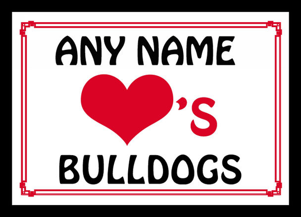 Love Heart Bulldogs Personalised Mousemat