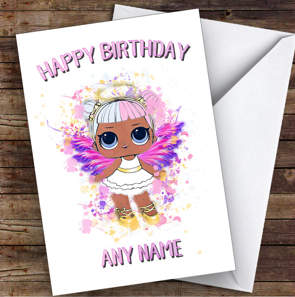 Sugar Surprise Lol Doll Splatter Art Children's Kids Personalised Birthday Card