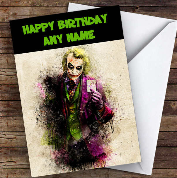 Vintage Heath Ledger Joker Watercolour Splatter Children's Kids Birthday Card