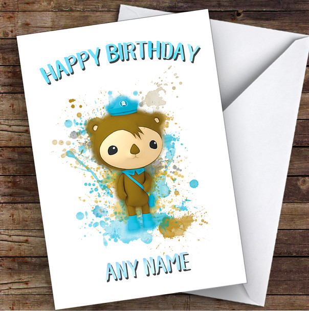 Octonauts Shellington Splatter Art Children's Kids Personalised Birthday Card