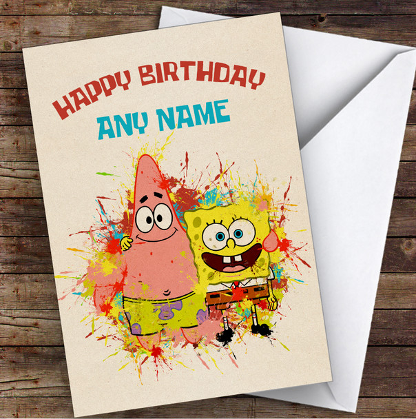 Spongebob SquarePants Patrick Star Children's Kids Personalised Birthday Card
