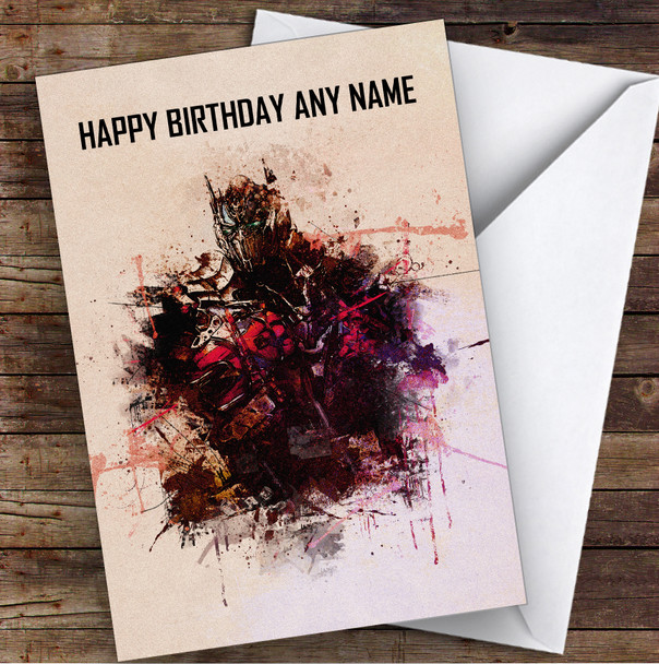 Transformers Optimus Prime Vintage Watercolour Children's Kids Birthday Card