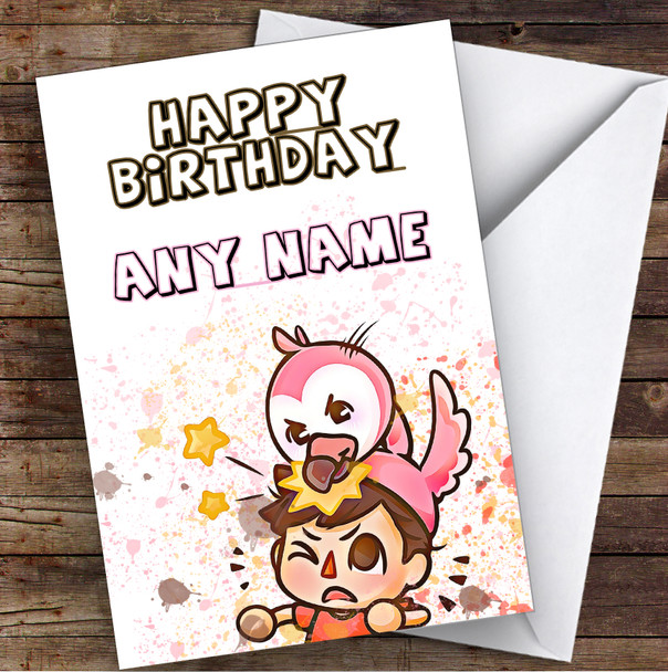 Flamingo Youtuber I Really Should Be Sleeping Children's Kids Birthday Card