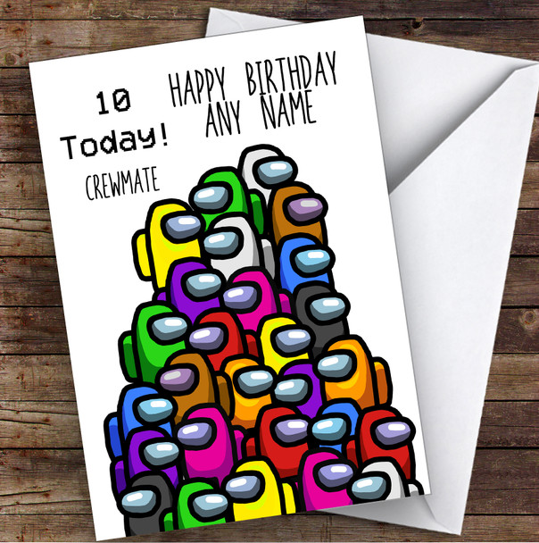 Among Us Character Pile Crewmate Children's Kids Personalised Birthday Card