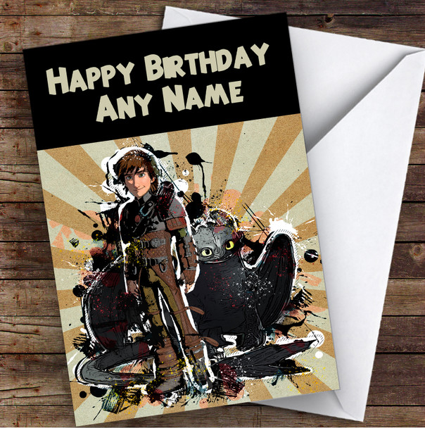 How To Train Your Dragon Vintage Children's Kids Personalised Birthday Card