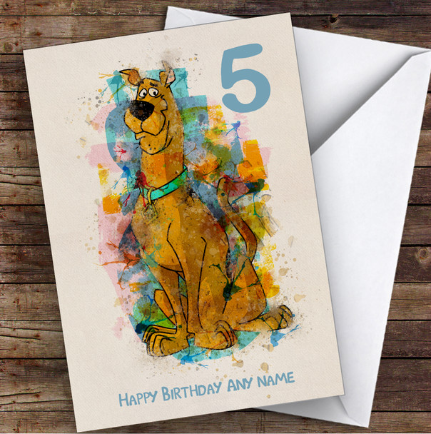 Scooby Doo Watercolour Just Blue Children's Kids Personalised Birthday Card