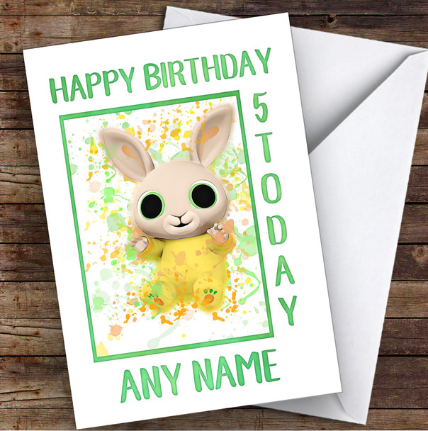 Bing Bunny Charlie Splatter Art Children's Kids Personalised Birthday Card