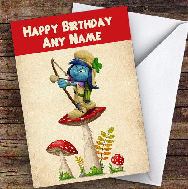 Vintage The Smurfs Smurf Storm Children's Kids Personalised Birthday Card