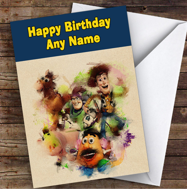 Toy Story Watercolour Vintage Children's Kids Personalised Birthday Card