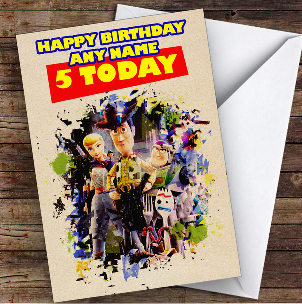 Vintage Watercolour Toy Story Children's Kids Personalised Birthday Card