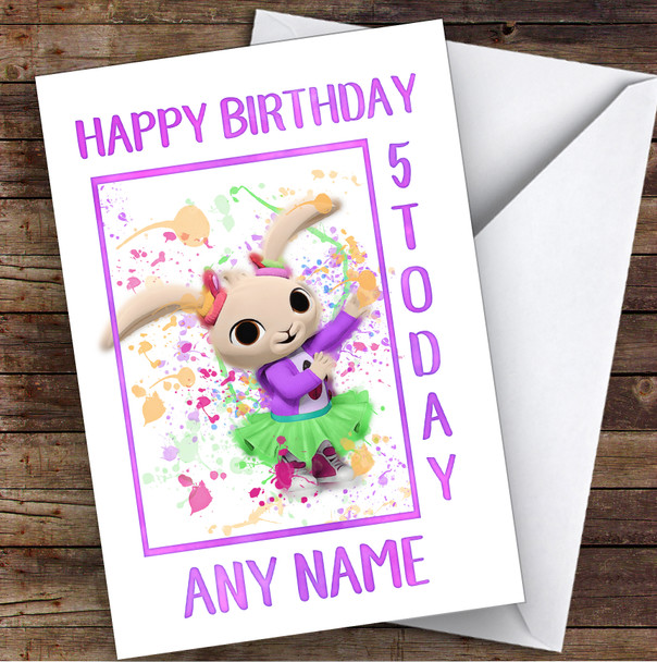 Bing Bunny Coco Splatter Art Children's Kids Personalised Birthday Card