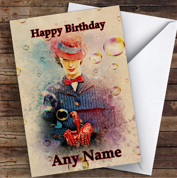 Mary Poppins Vintage Bubbles Children's Kids Personalised Birthday Card
