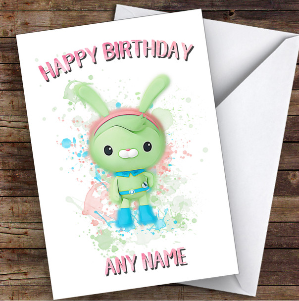 Octonauts Tweak Splatter Art Children's Kids Personalised Birthday Card