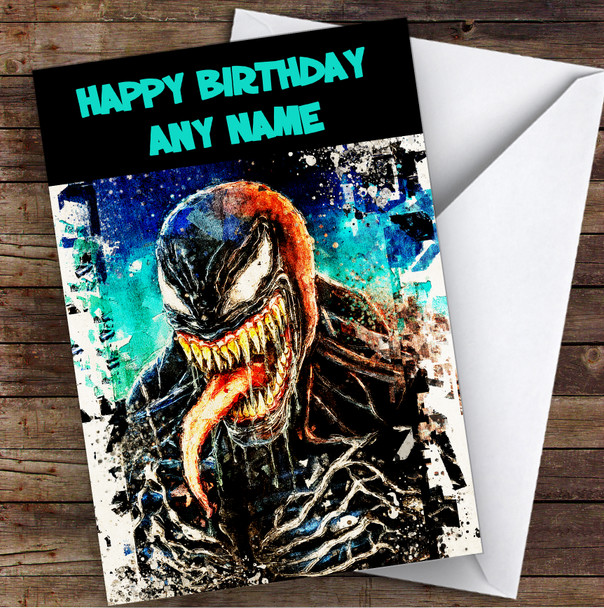 Venom Marvel Comic Character Children's Kids Personalised Birthday Card