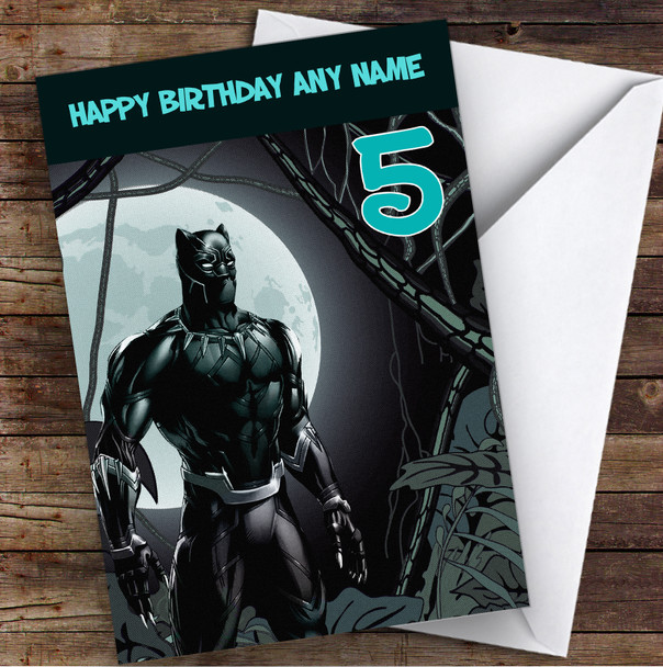 Black Panther Vintage Retro Children's Kids Personalised Birthday Card