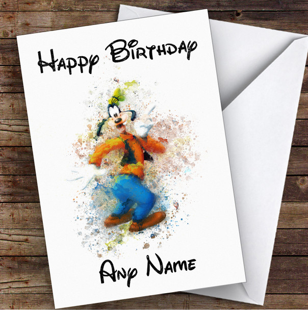 Goofy Watercolour Splatter Children's Kids Personalised Birthday Card