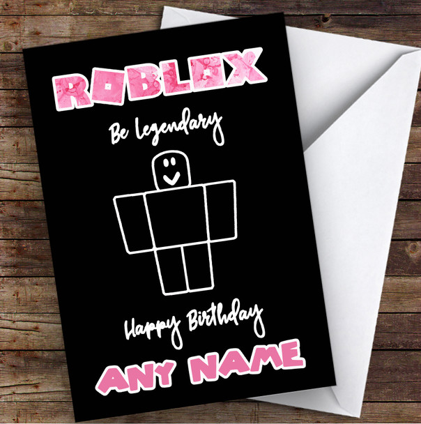 Roblox Be Legendary Pink Bubble Effect Children's Kids Birthday Card