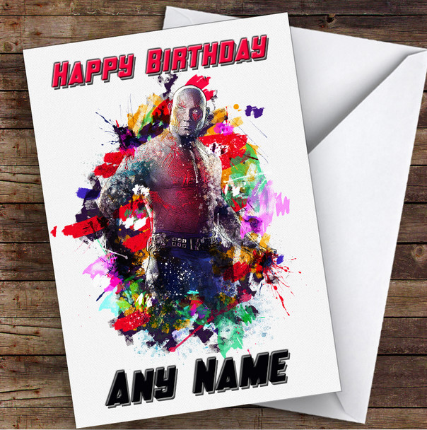 Drax The Destroyer Colour Children's Kids Personalised Birthday Card