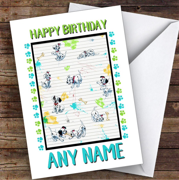 101 Dalmatians Scrapbook Children's Kids Personalised Birthday Card