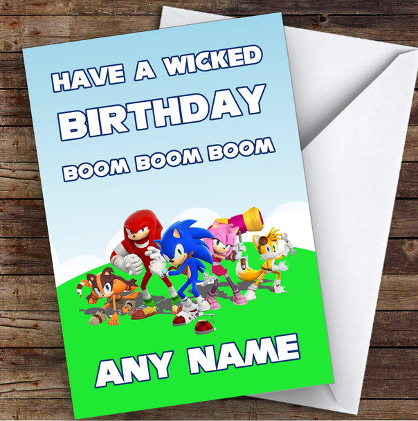 Sonic Boom Have A Wicked Children's Kids Personalised Birthday Card