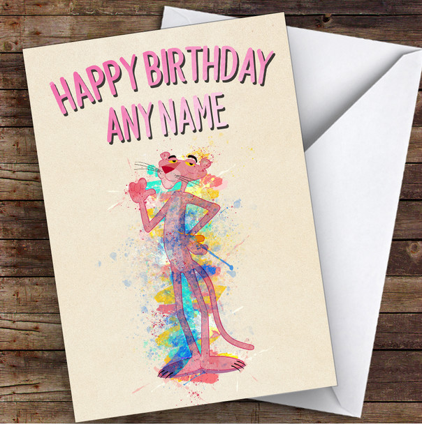 The Pink Panther Vintage Children's Kids Personalised Birthday Card