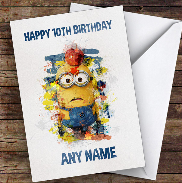 Minion Smudge Style Fun Children's Kids Personalised Birthday Card