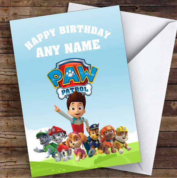 Paw Patrol Pups & Rider Children's Kids Personalised Birthday Card