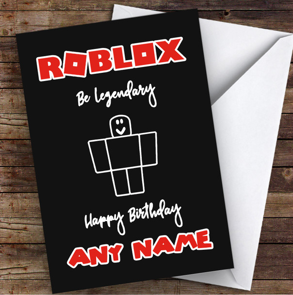Roblox Be Legendary Red Children's Kids Personalised Birthday Card