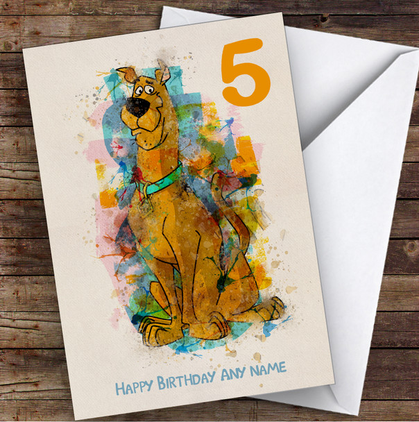 Scooby Doo Watercolour Children's Kids Personalised Birthday Card