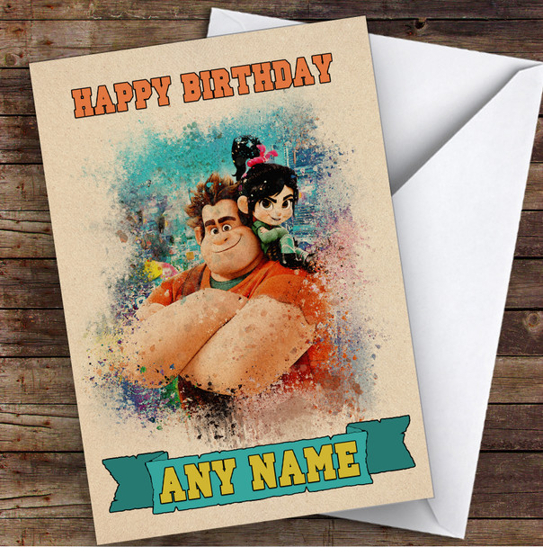 Wreck-It Ralph Vintage Children's Kids Personalised Birthday Card