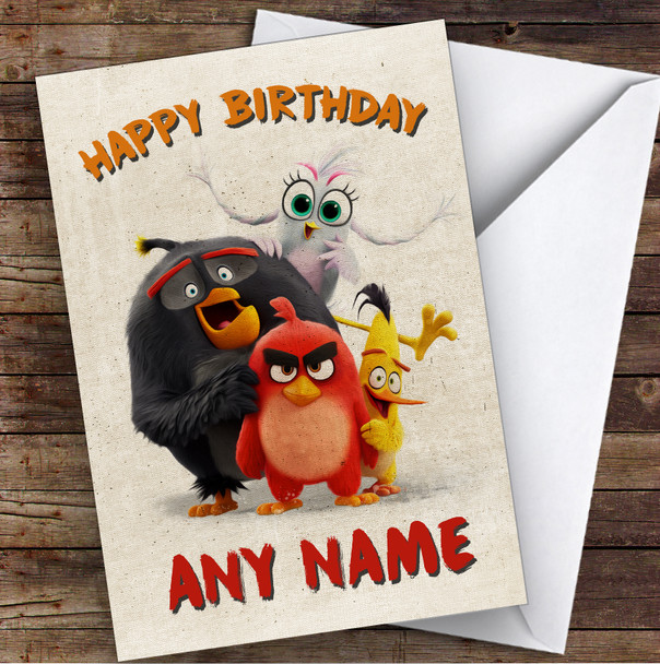 The Angry Birds Retro Children's Kids Personalised Birthday Card