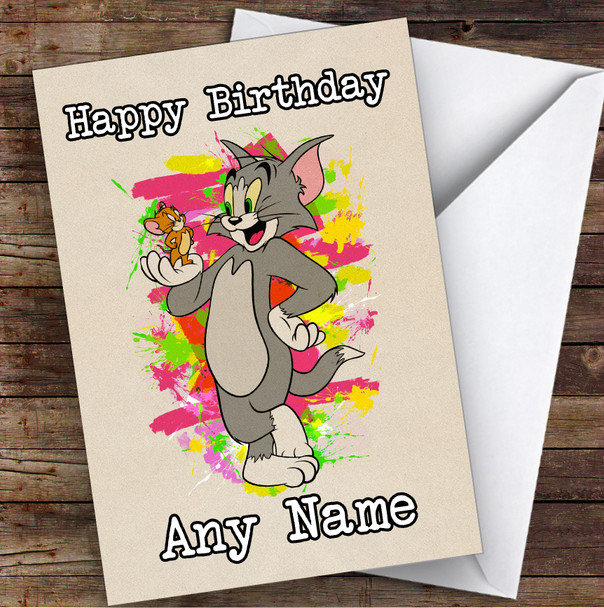 Tom And Jerry Vintage Children's Kids Personalised Birthday Card