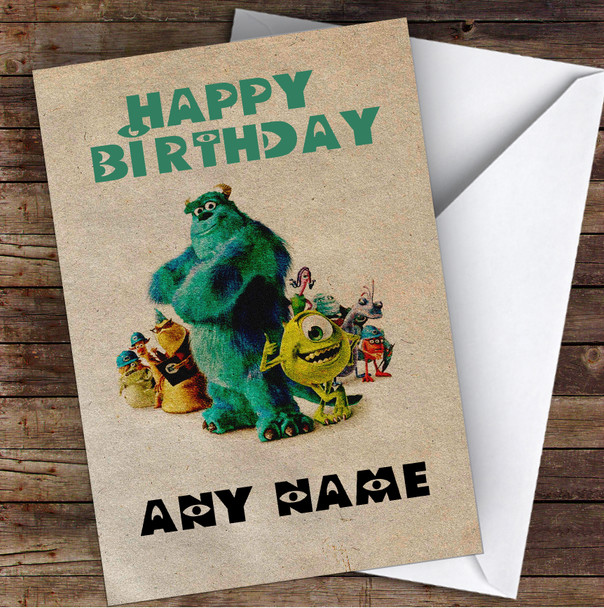 Vintage Monsters Inc Children's Kids Personalised Birthday Card