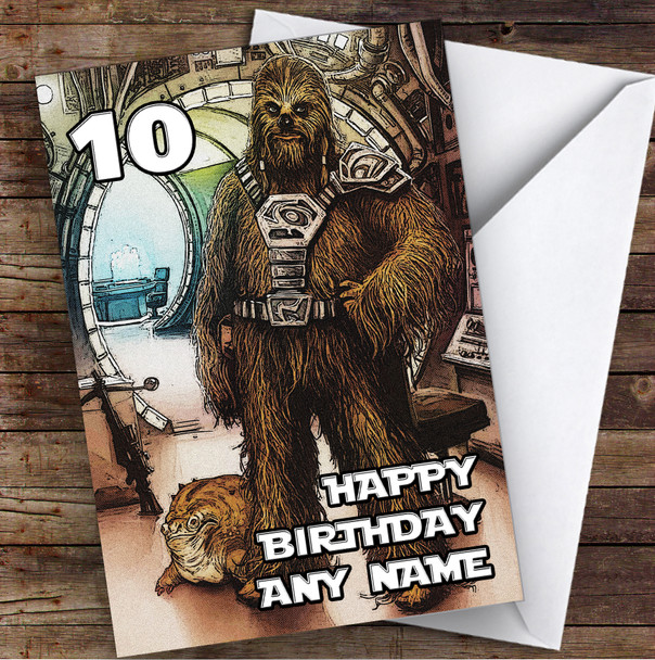 Chewbacca Retro Children's Kids Personalised Birthday Card
