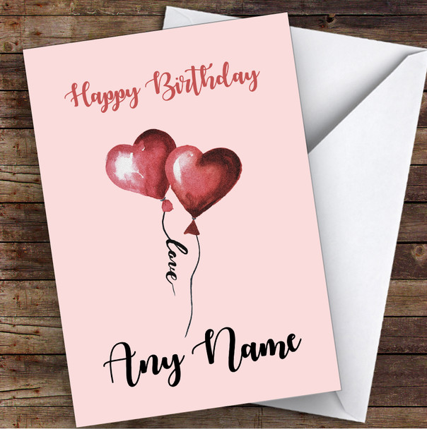 Two Hearts With Love String Romantic Personalised Birthday Card