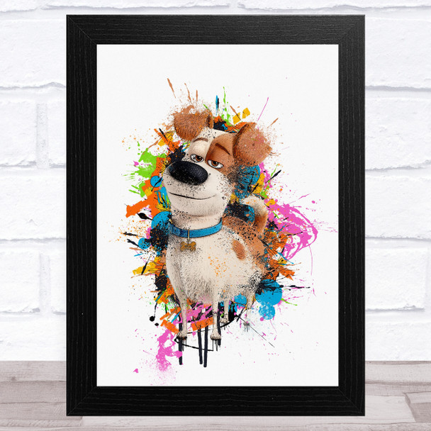 The Secret Life Of Pets Max Watercolour Splat Children's Kid's Wall Art Print