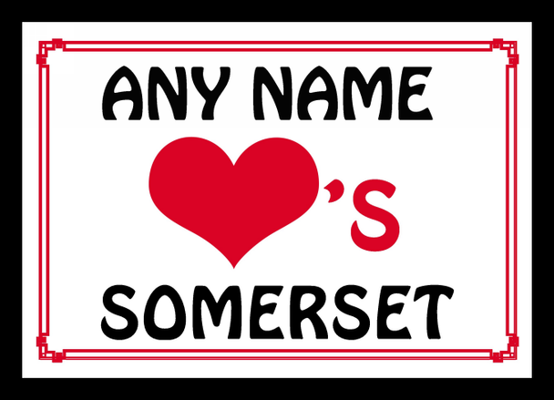 Love Heart Somerset Personalised Mousemat