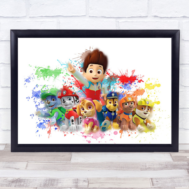 Paw Patrol Gang Landscape Splatter Art Children's Kid's Wall Art Print