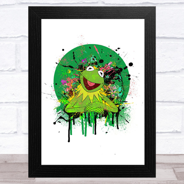 Sesame Street Kermit The Frog Splatter Children's Kid's Wall Art Print