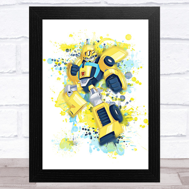 Rescue Bots Bumble Bee Splatter Art Children's Kid's Wall Art Print