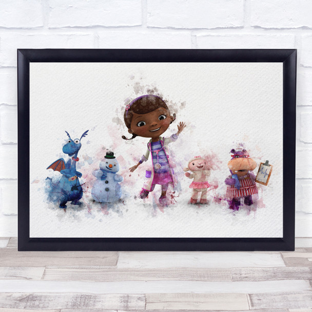 Doc Mcstuffins Watercolour Splatter Children's Kid's Wall Art Print