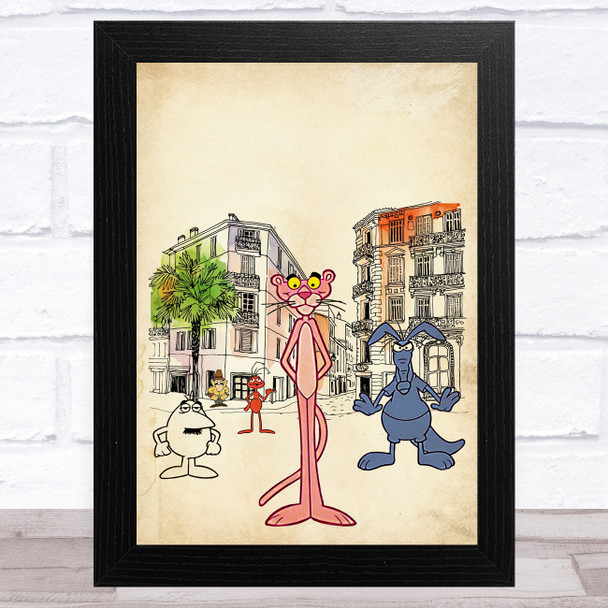 The Pink Panther Characters Vintage Children's Kid's Wall Art Print