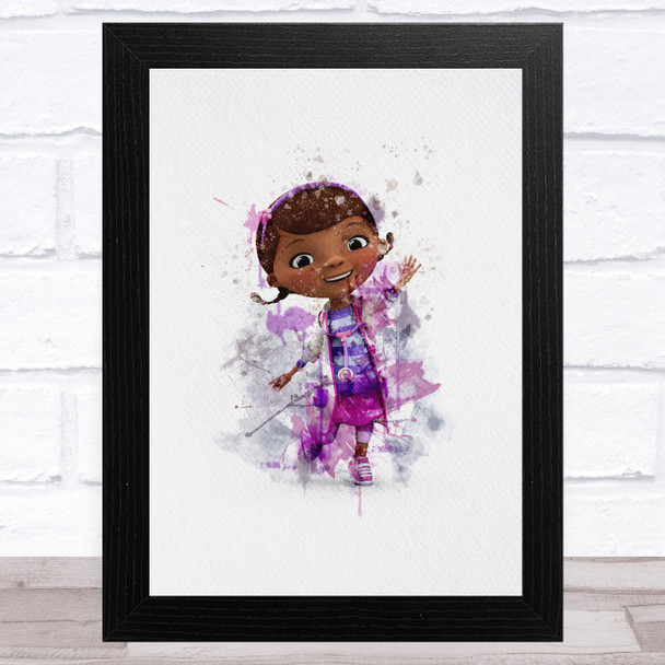 Watercolour Splatter Doc Mcstuffins Children's Kid's Wall Art Print