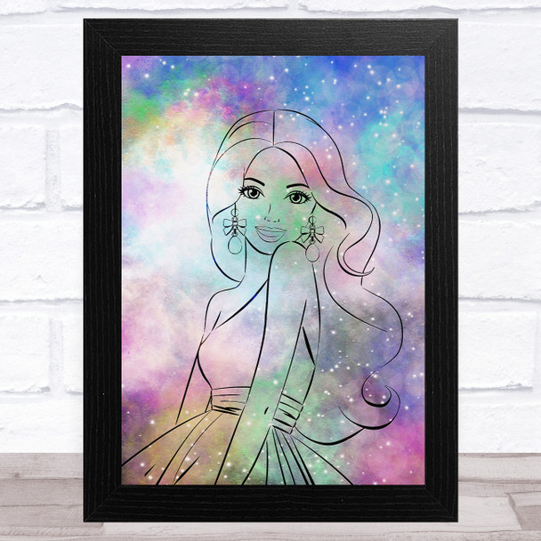 Barbie Mermaid Multicolour Sparkle Children's Kid's Wall Art Print