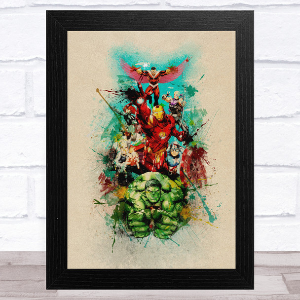 Vintage Watercolour The Avengers Children's Kid's Wall Art Print