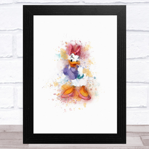 Daisy Duck Watercolour Splatter Children's Kid's Wall Art Print