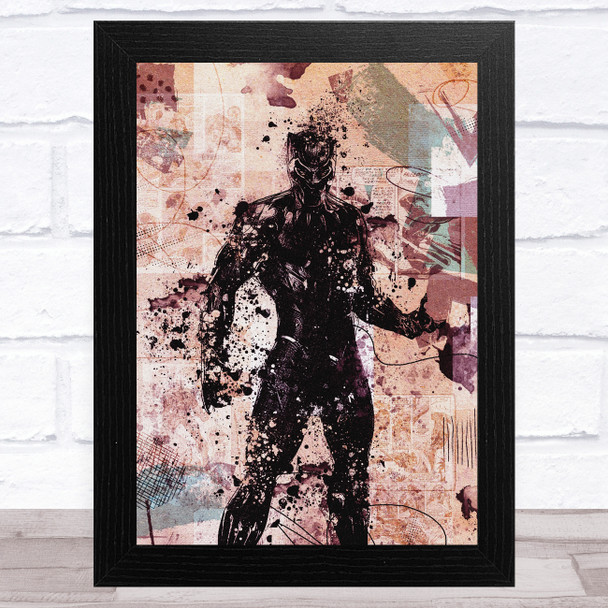 Black Panther Abstract Smudge Children's Kid's Wall Art Print